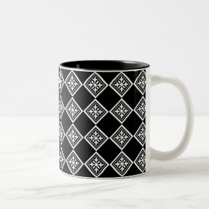 Caneca De Café Em Dois Tons Deco De Arte Moderna Preta E Branca