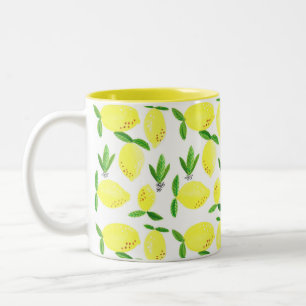Caneca De Café Em Dois Tons Decor de Limão de Cozinha, Decor de Fruta de Aqua