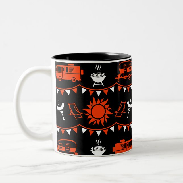 Caneca De Café Em Dois Tons Decoração de acampamento de Caravana (Esquerda)