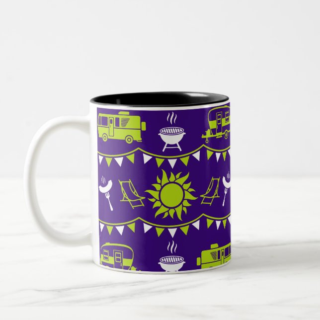 Caneca De Café Em Dois Tons Decoração de Acampamento de Caravana (Esquerda)