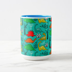 Caneca De Café Em Dois Tons Decoração de Berçário de Dinossauros para Crianças