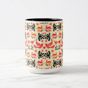 Caneca De Café Em Dois Tons Decoração de Casa Otomi Mexicana