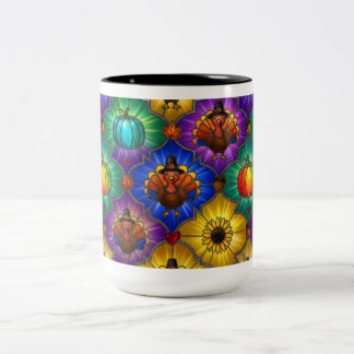 Caneca De Café Em Dois Tons Decoração de Outono de Abóbora Colorida