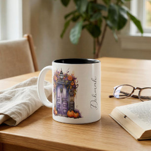 Caneca De Café Em Dois Tons Decoração Personalizada de Outono para Porta Front