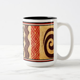 Caneca De Café Em Dois Tons Decoração Primordial Africana