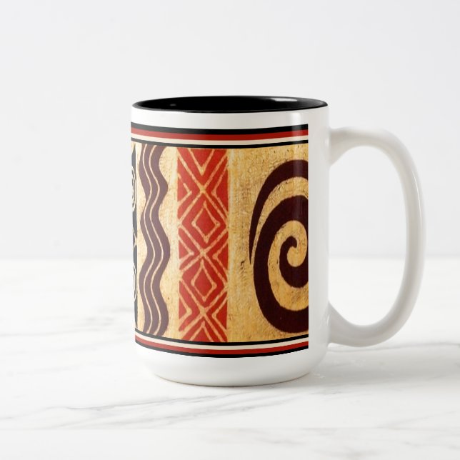Caneca De Café Em Dois Tons Decoração Primordial Africana (Direita)