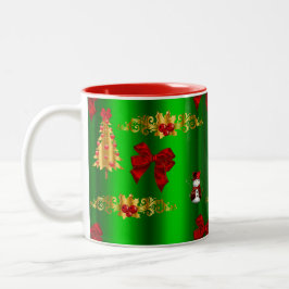 Caneca De Café Em Dois Tons Decorações de Natal em Verde