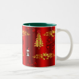Caneca De Café Em Dois Tons Decorações de Natal em Vermelho