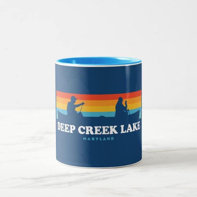 Caneca De Café Em Dois Tons Deep Creek Lake Maryland Canoe (Centro)