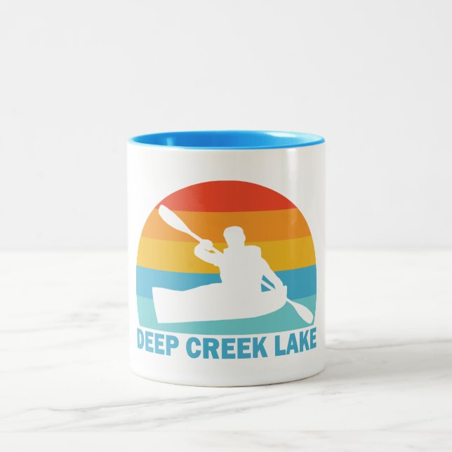 Caneca De Café Em Dois Tons Deep Creek Lake Maryland Kayak (Centro)