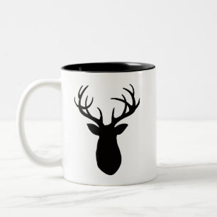 Caneca De Café Em Dois Tons Deer Antlers Black Silhouette Mountain Vivendo