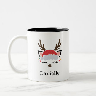Caneca De Café Em Dois Tons Deer de Feriado de Nome Personalizado de Revista C
