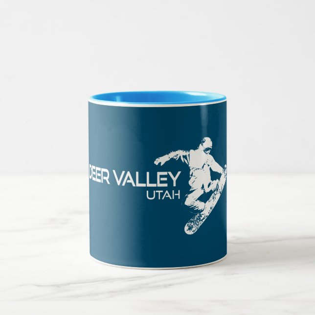 Caneca De Café Em Dois Tons Deer Valley Utah Snowboarder (Centro)