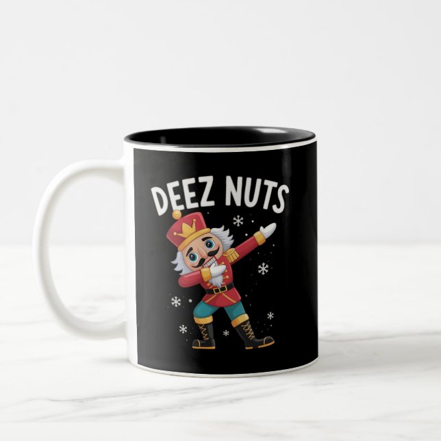 Caneca De Café Em Dois Tons Deez Nuts Quebra-Nozes Nozes Natal Divertido  (Esquerda)