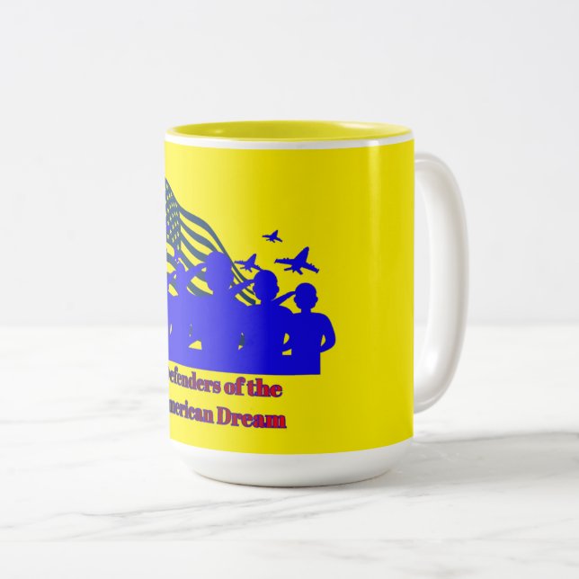Caneca De Café Em Dois Tons Defensores do sonho americano amarelo (Frente Esquerda)