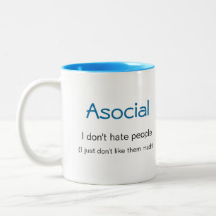 Caneca De Café Em Dois Tons Definição asocial (eu não deio pessoas)