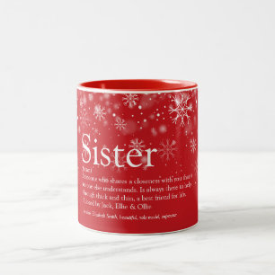 Caneca De Café Em Dois Tons Definição da Melhor Irmã do Mundo de Natal