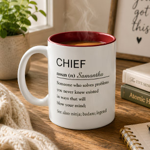 Caneca De Café Em Dois Tons Definição de Chefe Personalizada