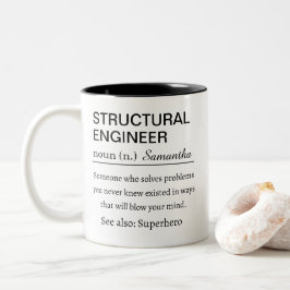 Caneca De Café Em Dois Tons Definição de Engenheiro Estrutural Personalizada e
