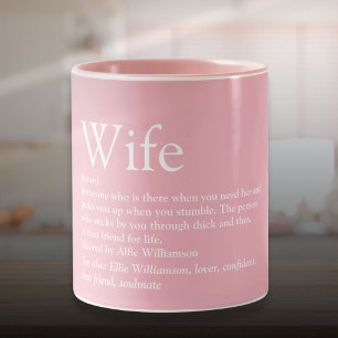 Caneca De Café Em Dois Tons Definição de Esposa Divertida Tipográfica Moderna 