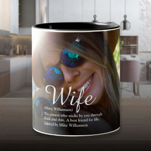 Caneca De Café Em Dois Tons Definição de Esposa Letra Elegante Foto Divertida 