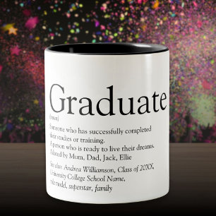 Caneca De Café Em Dois Tons Definição de Graduado Personalizada Preto e Branco