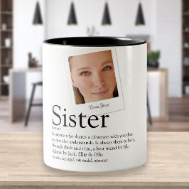 Caneca De Café Em Dois Tons Definição de Irmã Divertida Moderna Foto