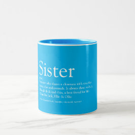 Caneca De Café Em Dois Tons Definição de Irmã Mais Divertida do Mundo Azul Céu