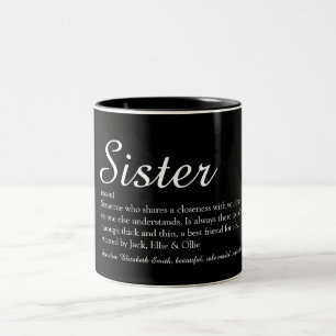 Caneca De Café Em Dois Tons Definição de Irmã Moderna em Preto e Branco Divert