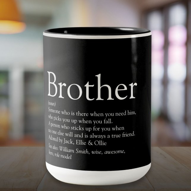 Caneca De Café Em Dois Tons Definição de Irmão Diversão Moderna (Brother Definition Modern Fun Two-Tone Coffee Mug)