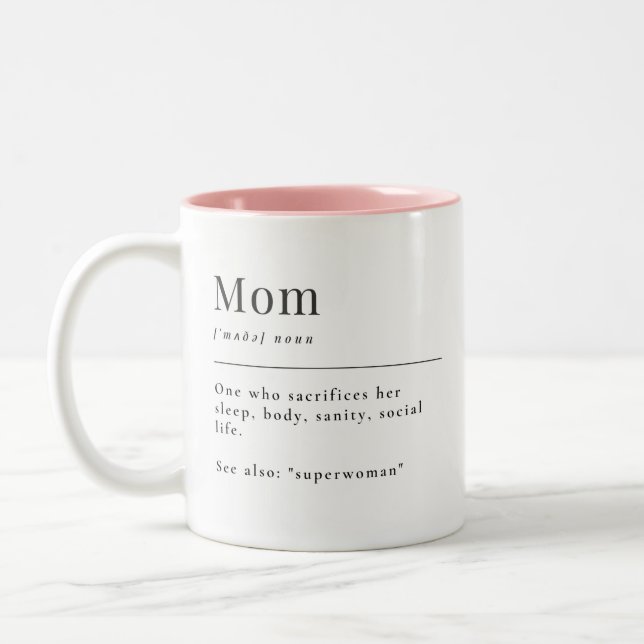 Caneca De Café Em Dois Tons Definição de Mamãe  (Esquerda)