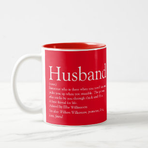 Caneca De Café Em Dois Tons Definição de Marido Cotação Divertida Vermelho