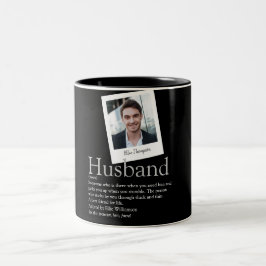 Caneca De Café Em Dois Tons Definição de Marido Divertido Moderno Foto Preta