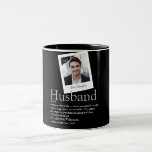 Caneca De Café Em Dois Tons Definição de Marido Divertido Moderno Foto Preta
