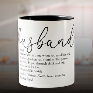 Caneca De Café Em Dois Tons Definição de Marido Roteiro Amor Coração
