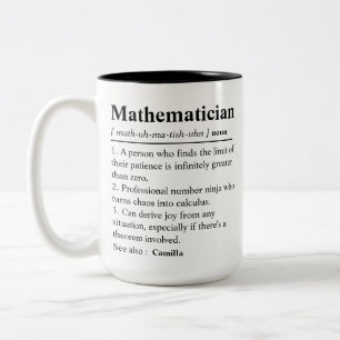 Caneca De Café Em Dois Tons Definição de Matemático Personalizada, Professor d