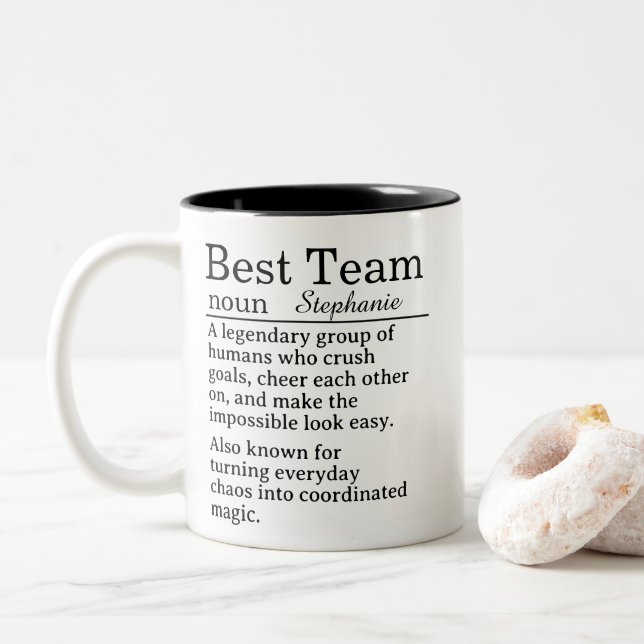 Caneca De Café Em Dois Tons Definição de Melhor Equipe Personalizada (Com Donut)