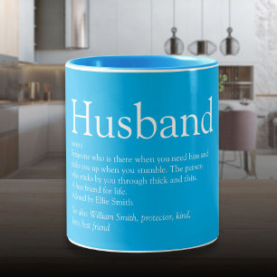 Caneca De Café Em Dois Tons Definição de Melhor Marido do Mundo Azul Céu