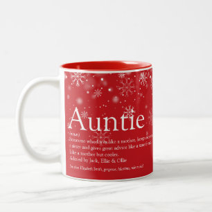 Caneca De Café Em Dois Tons Definição de Melhor Tia Tia no Natal e Ano Novo 