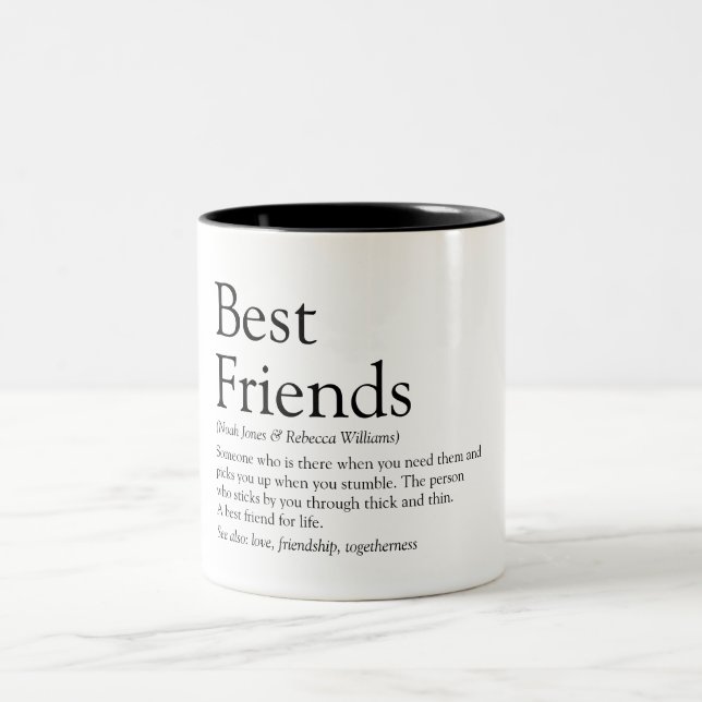Caneca De Café Em Dois Tons Definição de Melhores Amigos Tipografia Moderna (Centro)