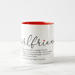 Caneca De Café Em Dois Tons Definição de Namorada Chic Script Coração de Amor