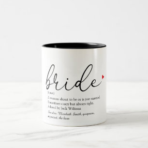 Caneca De Café Em Dois Tons Definição de Noiva, Chá de Noiva, Casamento