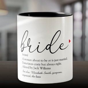 Caneca De Café Em Dois Tons Definição de Noiva Chá de Noiva Casamento