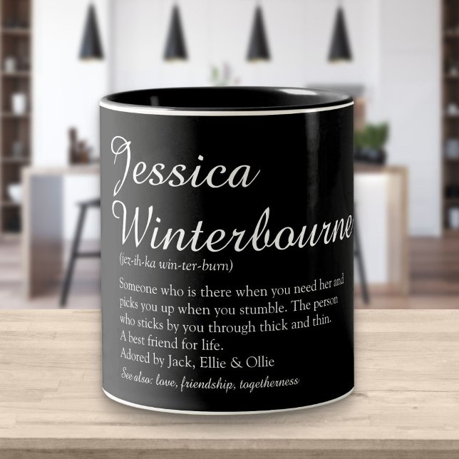 Caneca De Café Em Dois Tons Definição de Nome Escrita Elegante Moderna (Criador carregado)