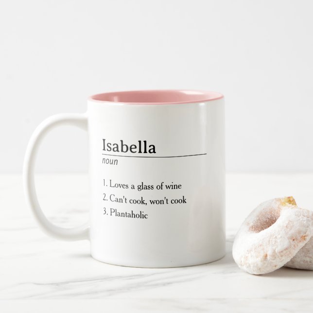 Caneca De Café Em Dois Tons Definição de Nome Personalizado Engraçado (Com Donut)