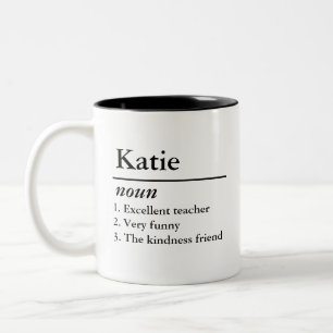 Caneca De Café Em Dois Tons Definição de Nome Personalizado Substantivo Texto