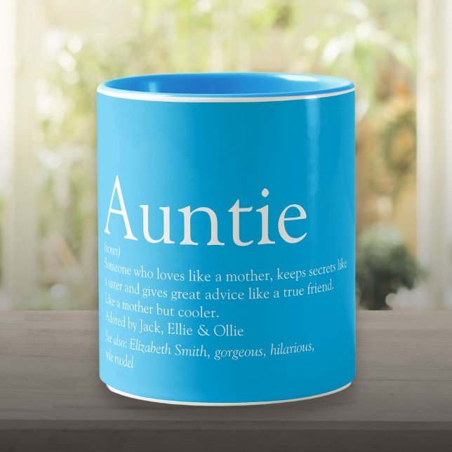 Caneca De Café Em Dois Tons Definição de Tia Moderna e Muito fixe (Modern Cool Best Ever Aunt Auntie Definition Two-Tone Coffee Mug)