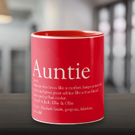 Caneca De Café Em Dois Tons Definição de Tia Moderna Vermelha Melhor Tia do Mu