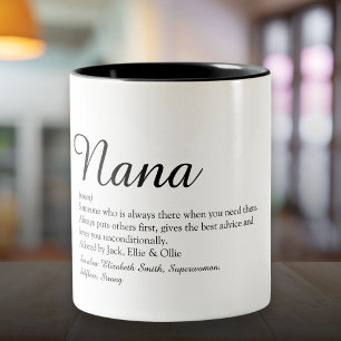Caneca De Café Em Dois Tons Definição de Vovó, Avó, Nana Script