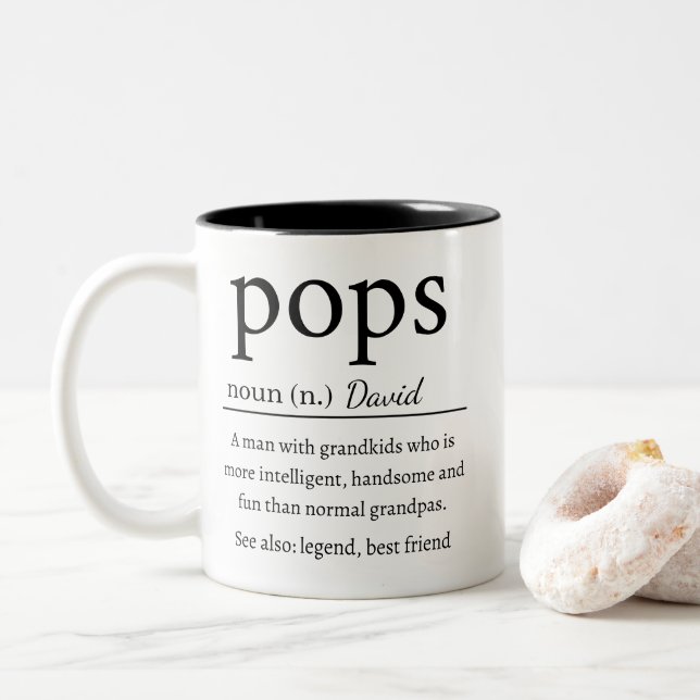 Caneca De Café Em Dois Tons Definição Divertida de Avô Personalizada (Com Donut)